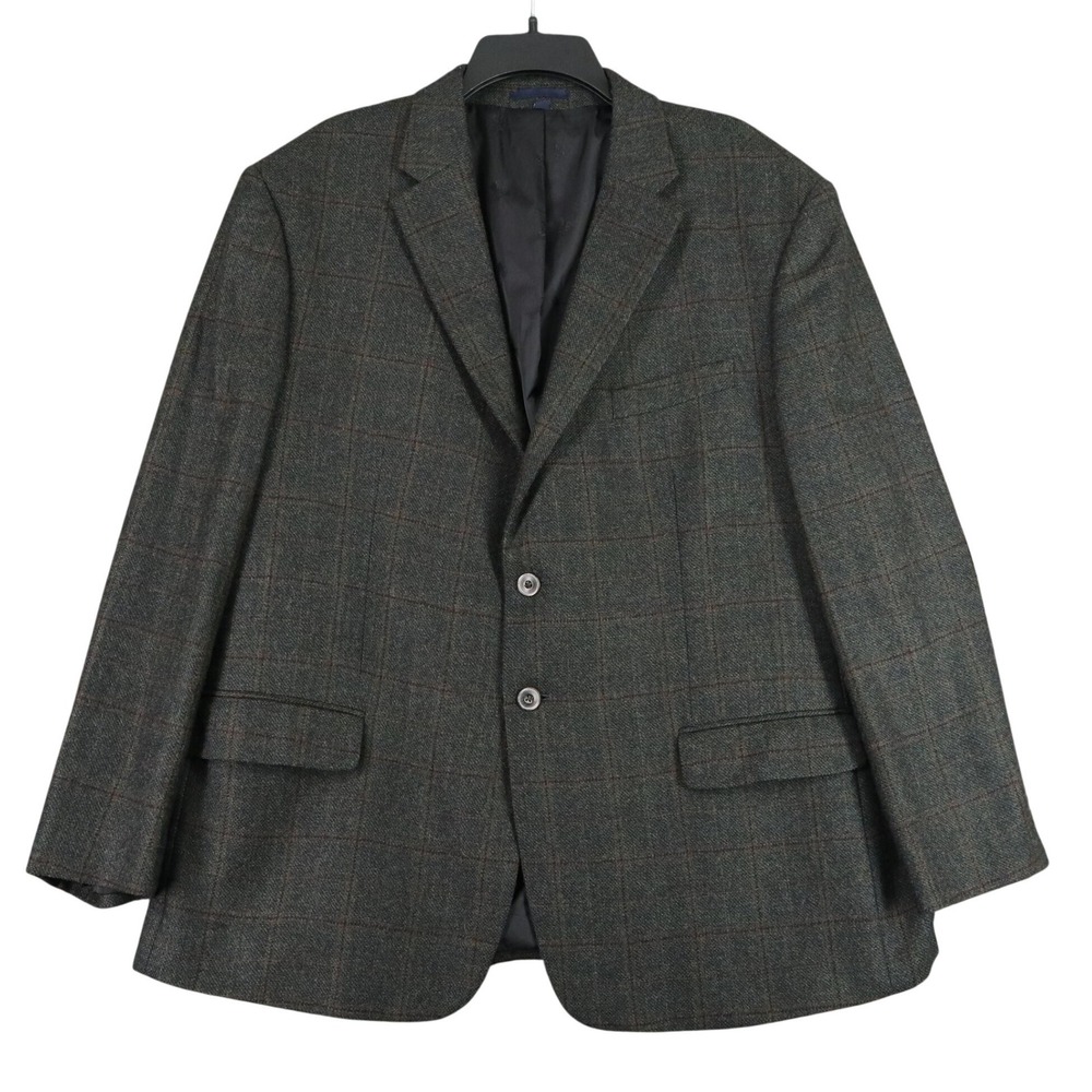 Jos A Bank 1905 Collection Sport Coat Men 46S Windowpane Plaid Wool Tailored Fit